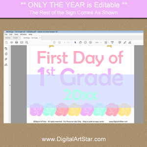 First Day of 1st Grade Editable Template