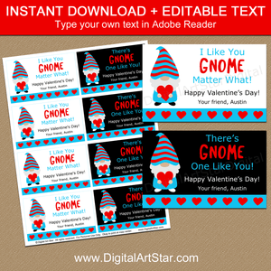Gnome Valentine Printable Instant Download