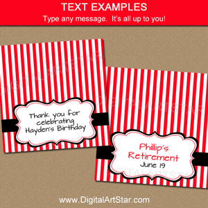 Red and White Striped Treat Bag Toppers Template