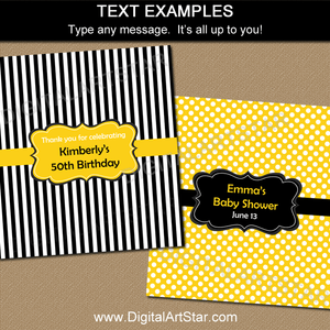 Black and Yellow Chocolate Bar Wrappers to Edit and Print