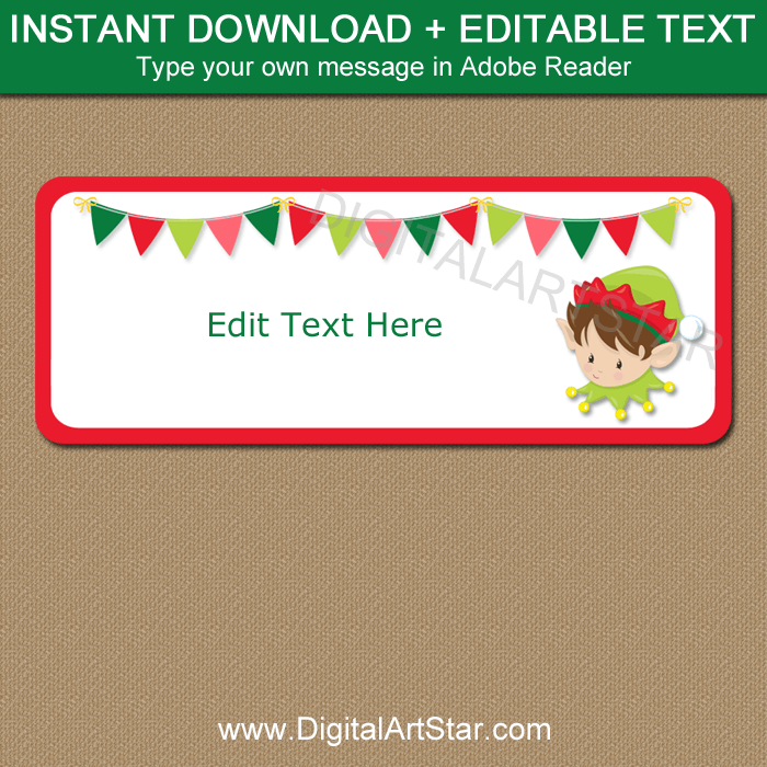 Printable ELF Christmas Address Label Template