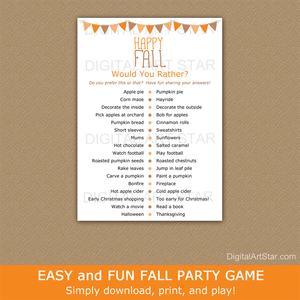 Fall Would You Rather Game to Print