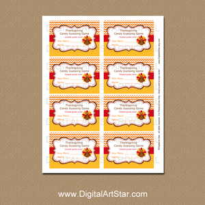 Family Thanksgiving Candy Guessing Game Cards Printable