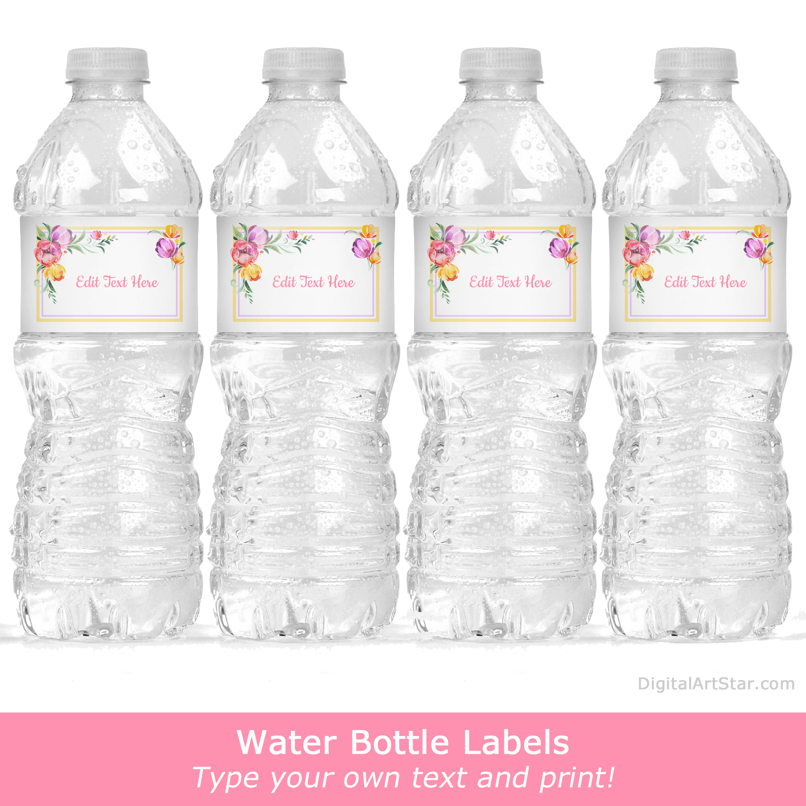 Floral Baby Shower Water Bottle Labels Decorations