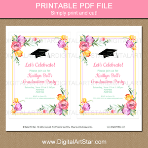 Floral Graduation Invitation Template Printable Tulip Invitation for Her