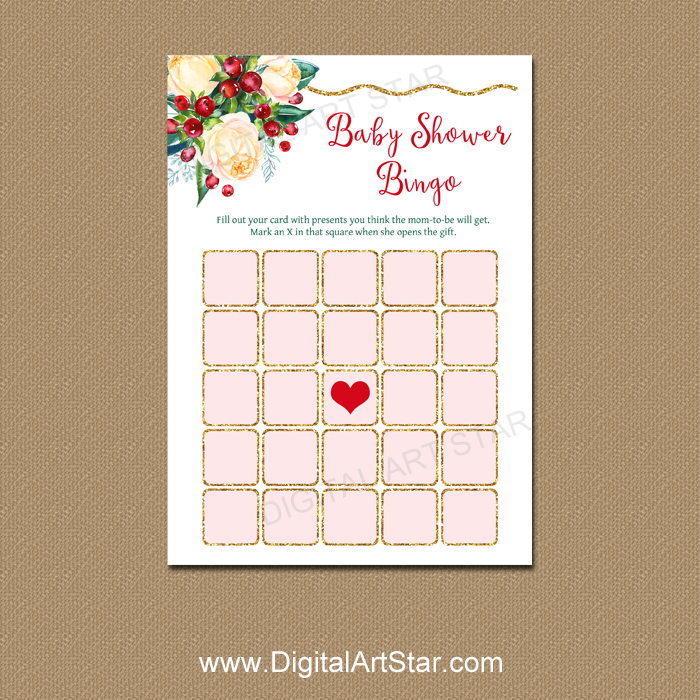 Floral Baby Shower Bingo Printable for Christmas