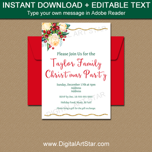 Christmas Floral Invitation Template