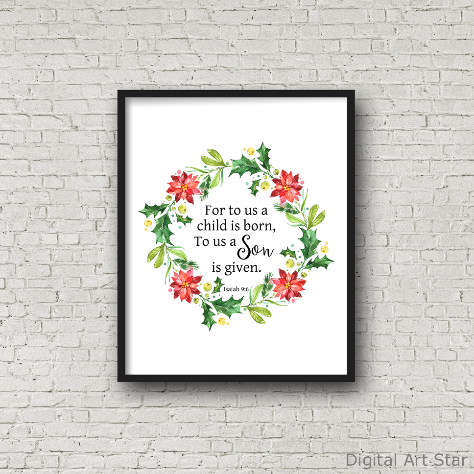For To Us a Child Is Born Scripture Art Print