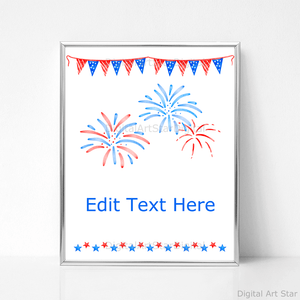 Fourth of July Welcome sign Patriotic Table Decor Front Door Sign Printable