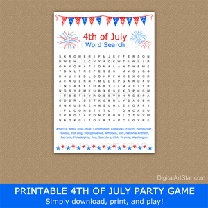 Fourth of July Word Search PDF Printable