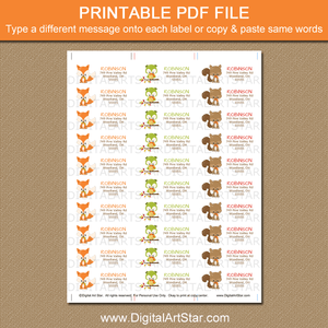 Fox Owl Squirrel Woodland Address Labels Printable PDF