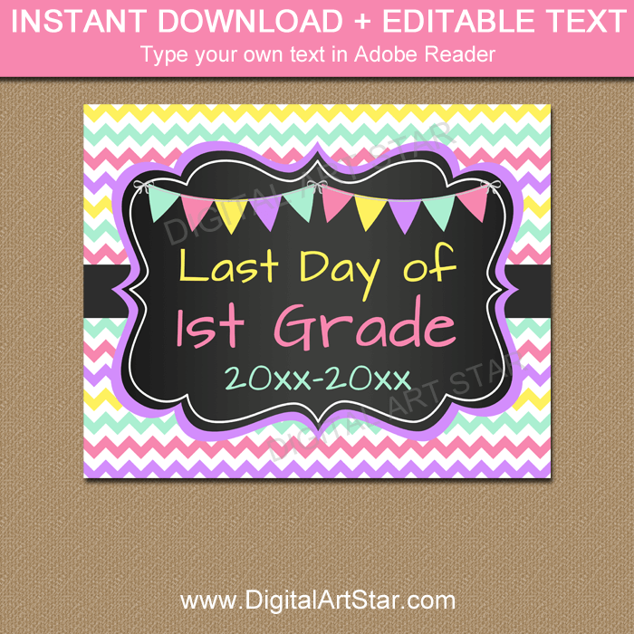 Girl Last Day of First Grade Printable Template