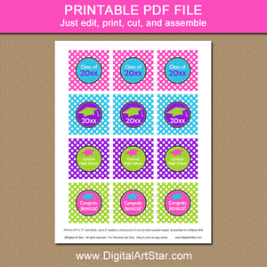 Printable Cupcake Toppers for Girls Graduation Party