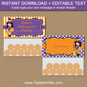 instant download halloween witch bag toppers for kids with editable text
