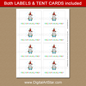 Gnome Christmas Party Food Labels Printable