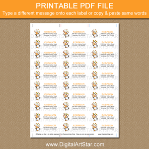 Gnome Fall Leaves Return Address Labels Printable PDF 30 Per Sheet