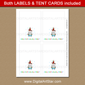 Gnome Holiday Place Cards Printable