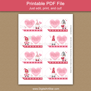 Gnome Valentine Gift Tags Printable Template
