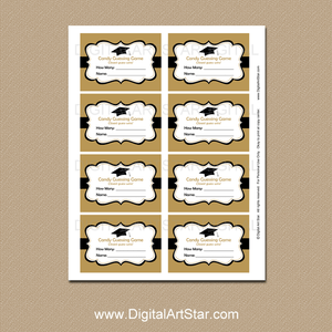 Gold and Black Graduation Candy Guessing Game Printable PDF