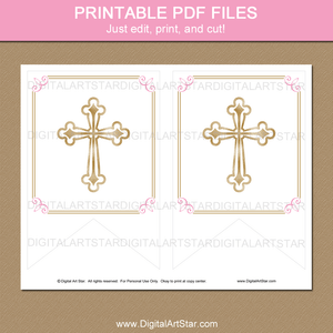 Gold Cross Printable Banner for Girl First Holy Communion Decorations