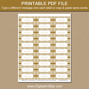 Gold and White Striped Return Address Labels Printable PDF