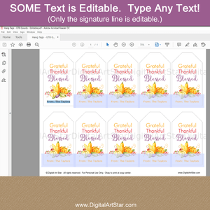 Gourd Gift Tag Thanksgiving Editable Template