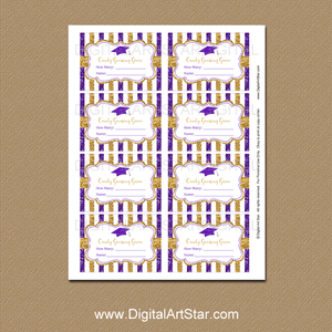 Graduation Game Template Printable Candy Guessing Game Purple Gold