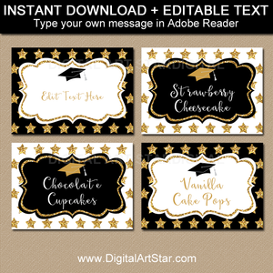 Editable Graduation Candy Buffet Labels and Tent Cards