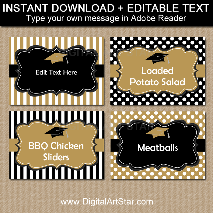 Instant Download Graduation Buffet Cards Editable Template