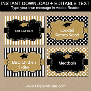 Instant Download Graduation Buffet Cards Editable Template