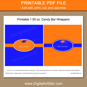 Printable Candy Bar Labels Orange and Blue