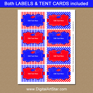 Royal Blue and Red Graduation Printable Labels for Graduation Party
