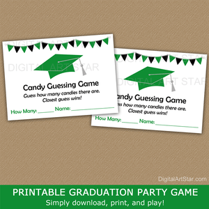 Green Graduation Candy Guessing Game Cards Template Printable