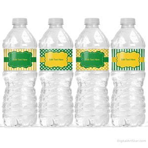 Green and Yellow Birthday Water Bottle Labels to Make Birthday Party Decorations
