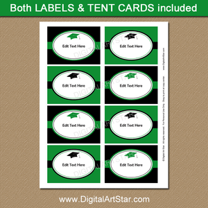 Green and Black Graduation Printable Labels
