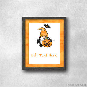 Halloween Gnome Welcome Sign Table Decorations Editable Template
