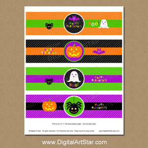 Halloween Themed Happy Birthday Water Bottle Wrappers Printable