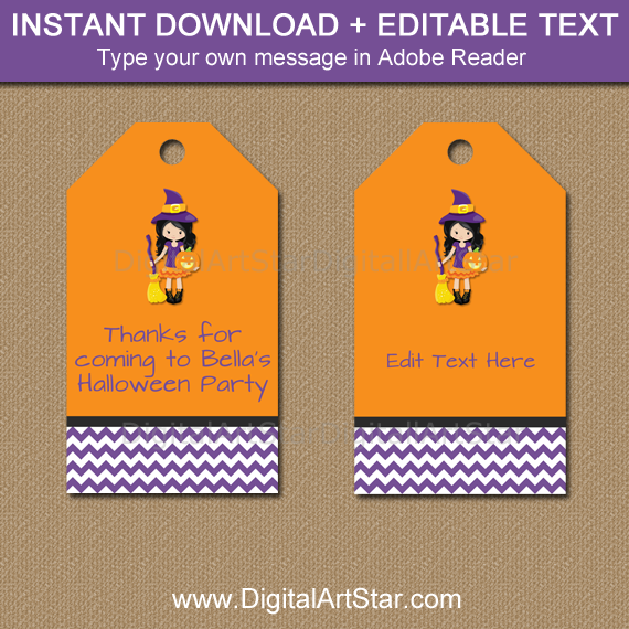 instant download halloween witch tags