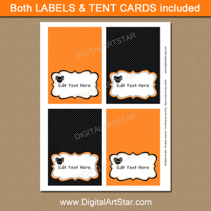 spider buffet cards for Halloween party