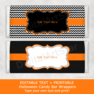 Halloween Chocolate Bar Wrappers Black and Orange