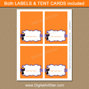 Halloween cat printable tent cards