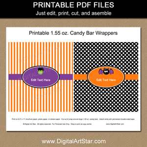 Halloween Printable Candy Bar Wrappers for Kids