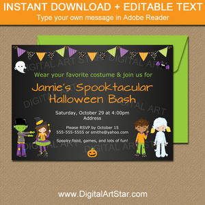 Chalkboard Halloween Invitation Printable