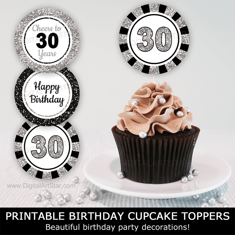 happy 30th birthday cupcake toppers decorations for men for women, 30th birthday cupcake picks