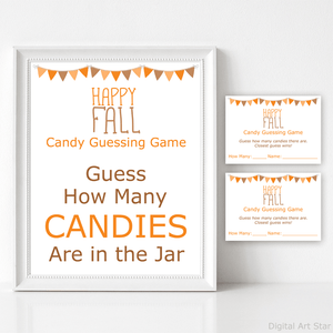 Happy Fall Candy Guessing Game Cards and Printable Sign