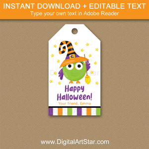 Happy Halloween Tags Printable with Owl