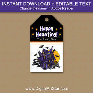 Happy Haunting Tags for Halloween Goodie Bags Haunted House
