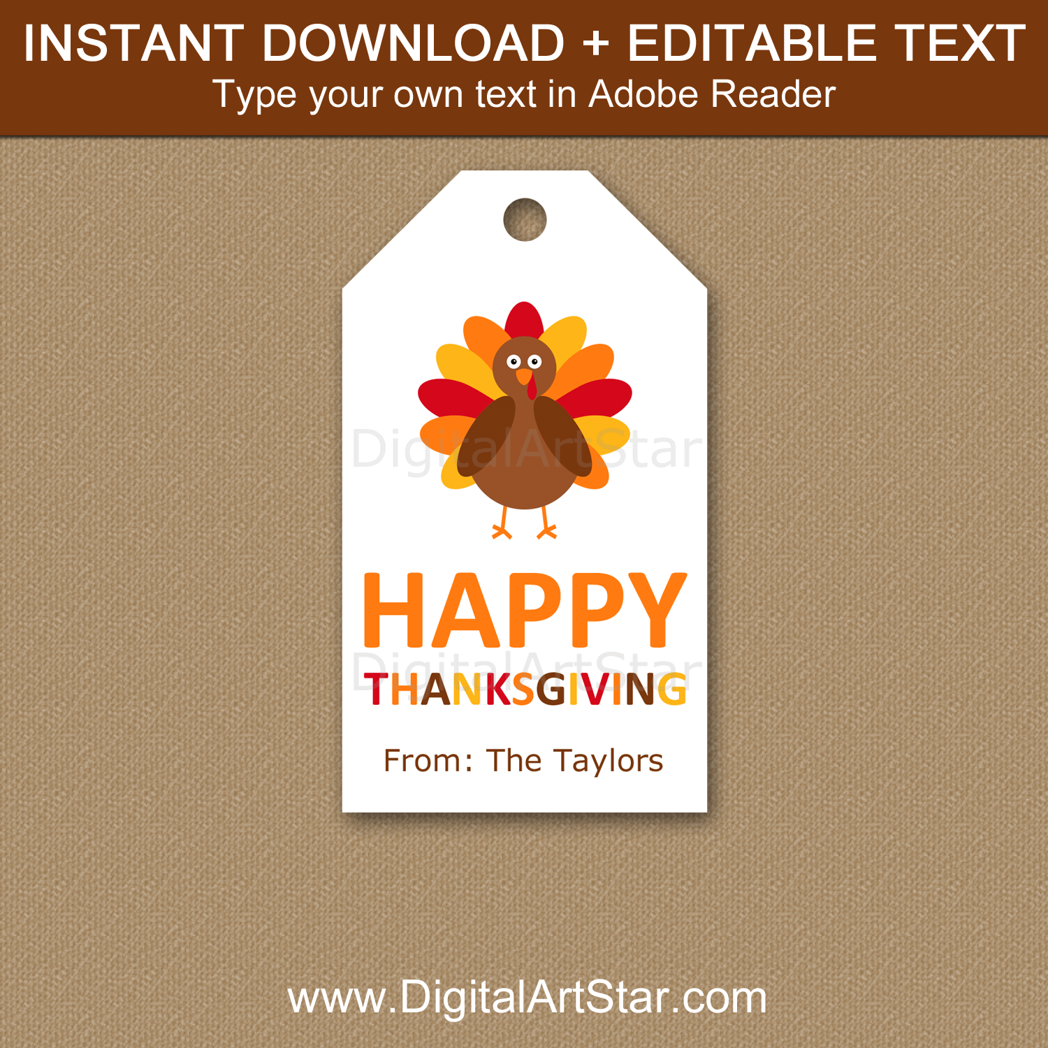 Happy Thanksgiving Favor Tags Instant Download Editable Template