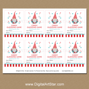 Holiday Candy Cane Guessing Game Template Christmas Gnome