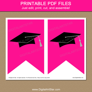 Printable Graduation Banner Hot Pink